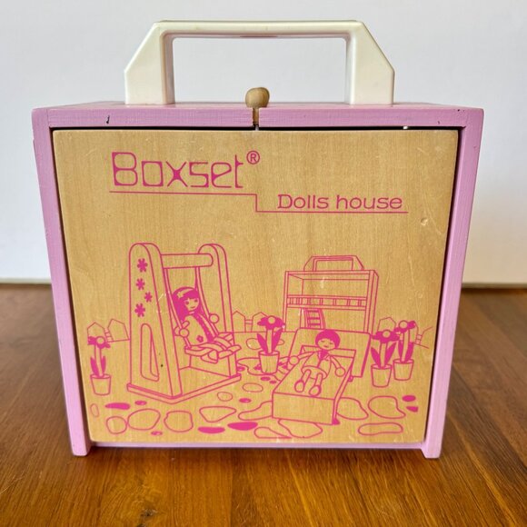 TIGER TRIBE BOXSET Portable Wooden Dolls House Playset Travel Toy Carry Case HTF - Picture 4 of 13